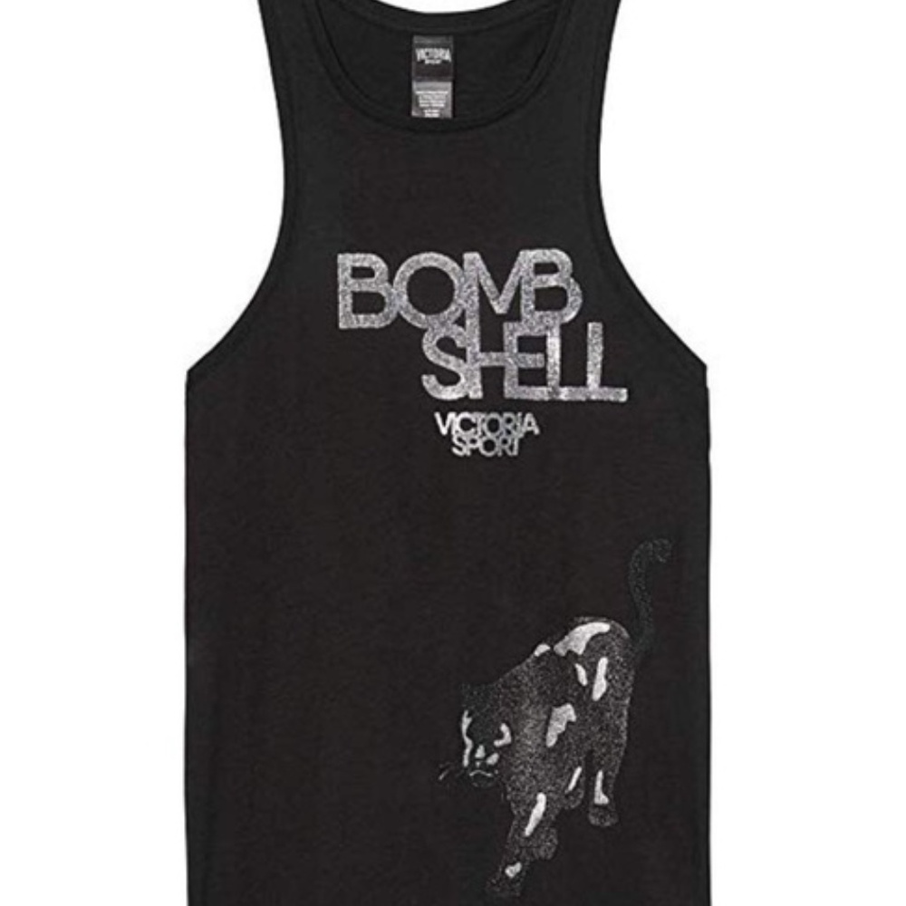Victorias Secrets Bombshell Glitter Panther Pure Black High-Neck Tank - Picture 3 of 3